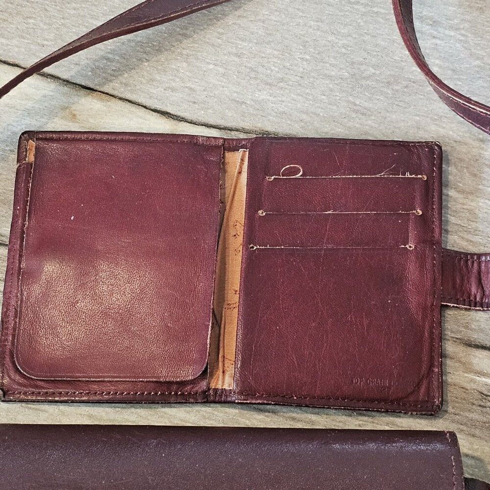 Vintage 80s Oxblood Leather Saddle Bag Purse‎ W Wallet Half Moon Brazil Boho - Picture 15 of 16